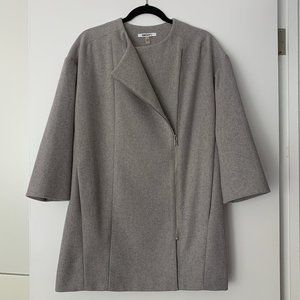 Classic DKNYC Grey Wool Asymmetrical Zippered City Coat - Size 2